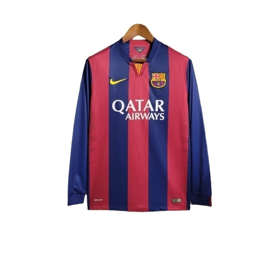 Camisa Barcelona I 2014/2015 Manga Longa - Retrô Nike - Azul e vermelha