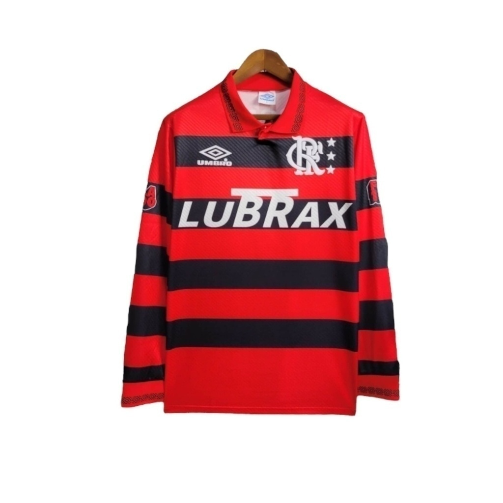 Camisa Flamengo I 1994/1995 Manga Longa - Retrô Umbro - Vermelha com listras pretas