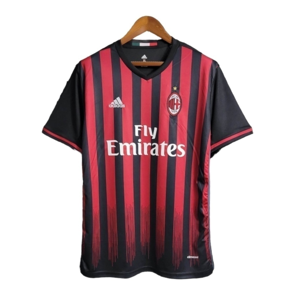 Camisa AC Milan I 2016/2017 - Retrô Adidas - Vermelha e preta