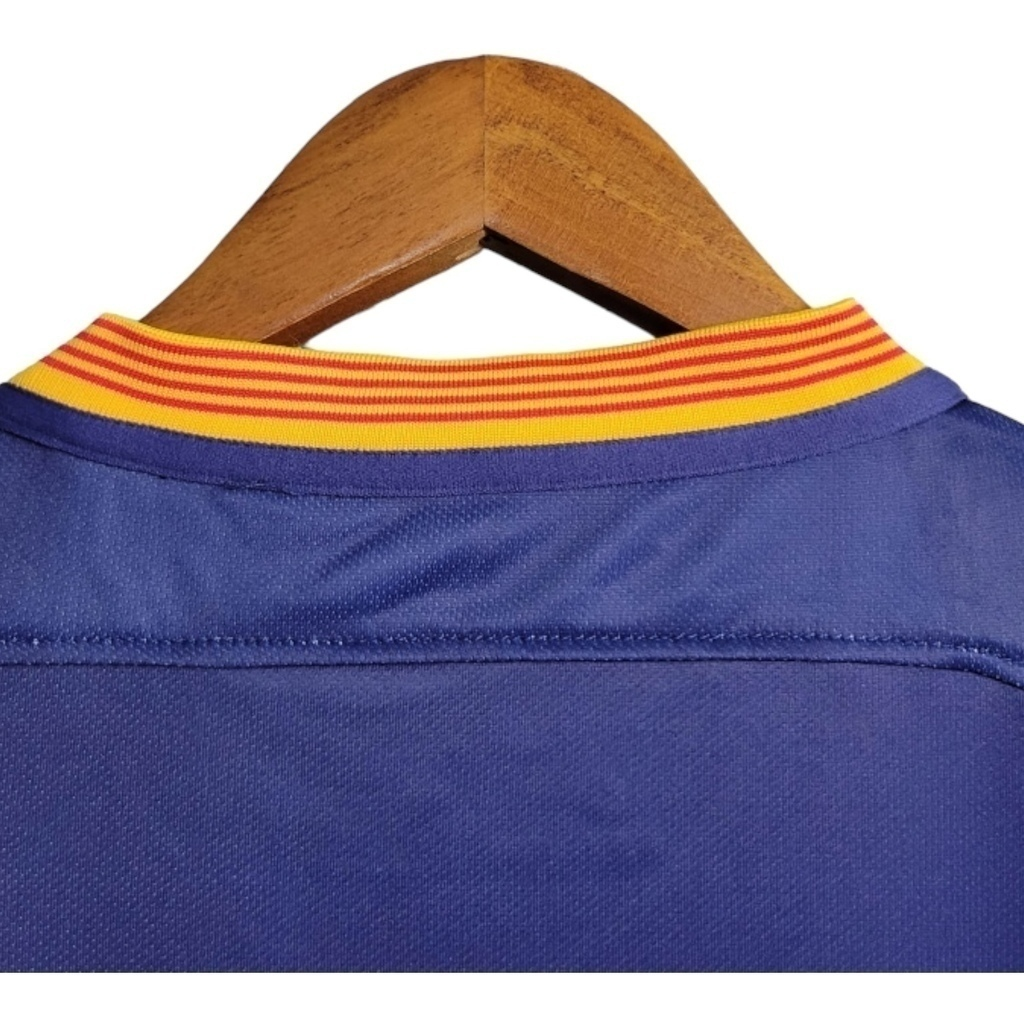 Camisa Barcelona I 2015/2016 - Retrô Nike - Azul com detalhes em vermelho e amarelo