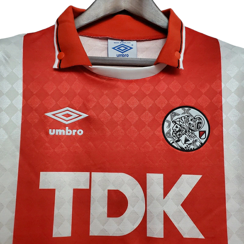 Camisa Ajax I 1990/1992 - Retrô Umbro - Vermelha e Branca