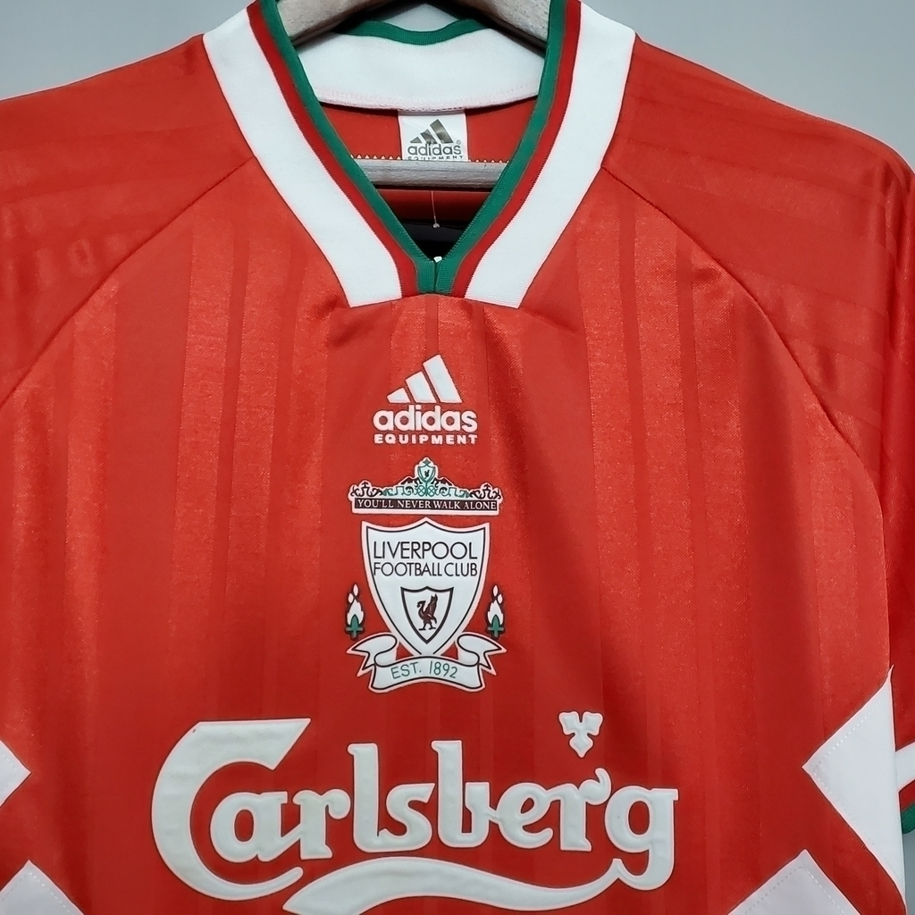 Camisa Liverpool I 1993 - Retrô Adidas - Vermelho e Branco
