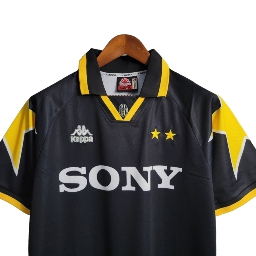Camisa Juventus I 1995/1997 - Retrô Kappa - Preta com detalhes em amarelo