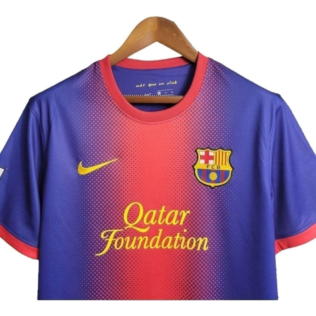 Camisa Barcelona I 2012/2013 - Retrô Nike - Azul com detalhes em vermelho