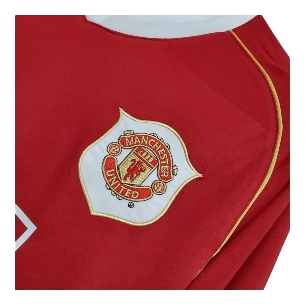 Camisa Manchester United I 2006/2007 Manga Longa - Retrô Nike - Vermelha com detalhes em amarelo e branco