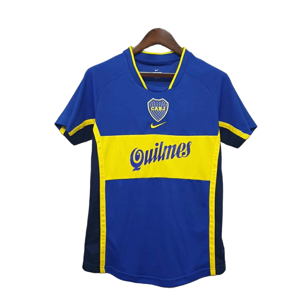 Camisa Boca Juniors 2001 - Retrô Nike - Azul com detalhes em amarelo