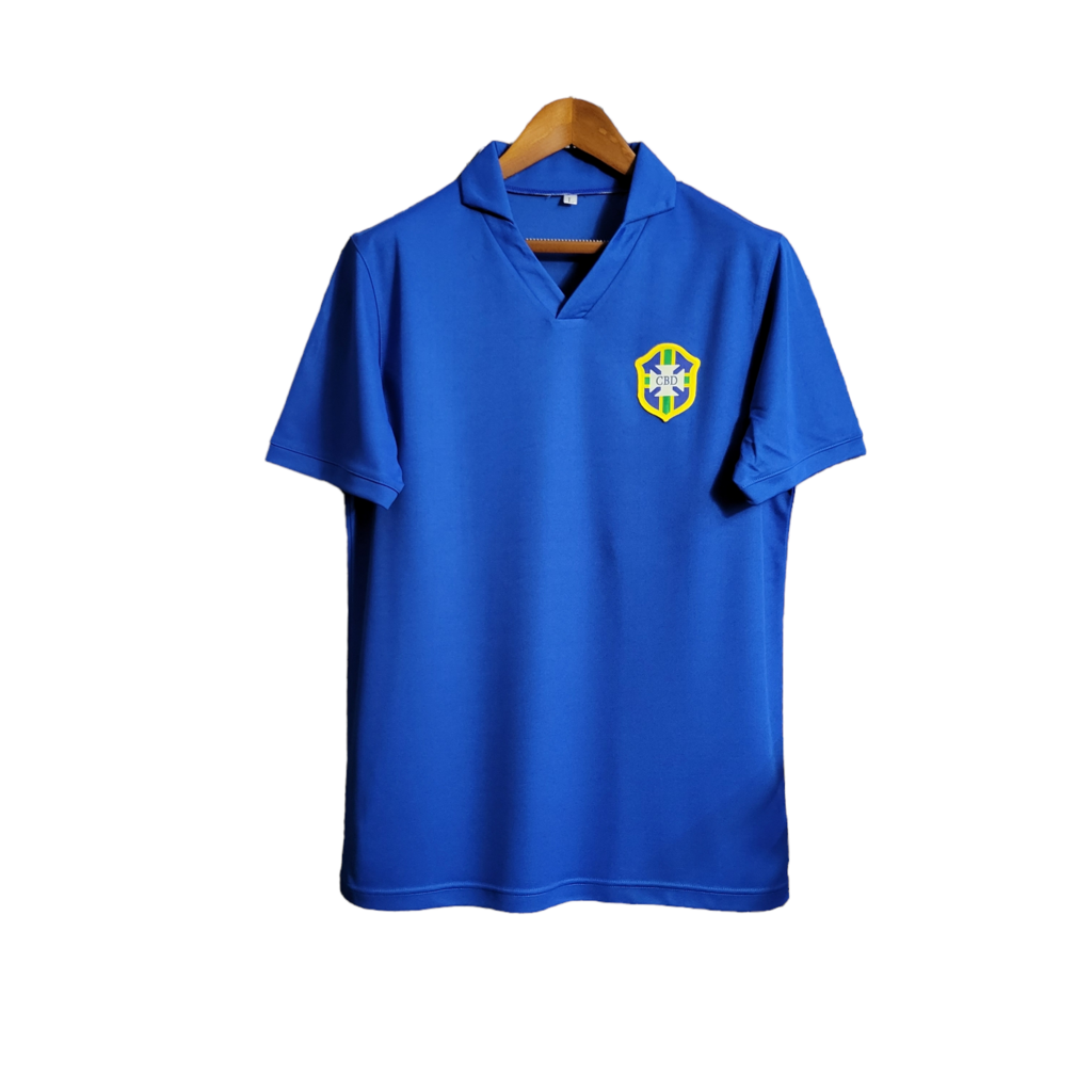 Camisa Seleção Brasileira II 1957/1962 - Retrô - Azul com detalhes no brasão da CBD
