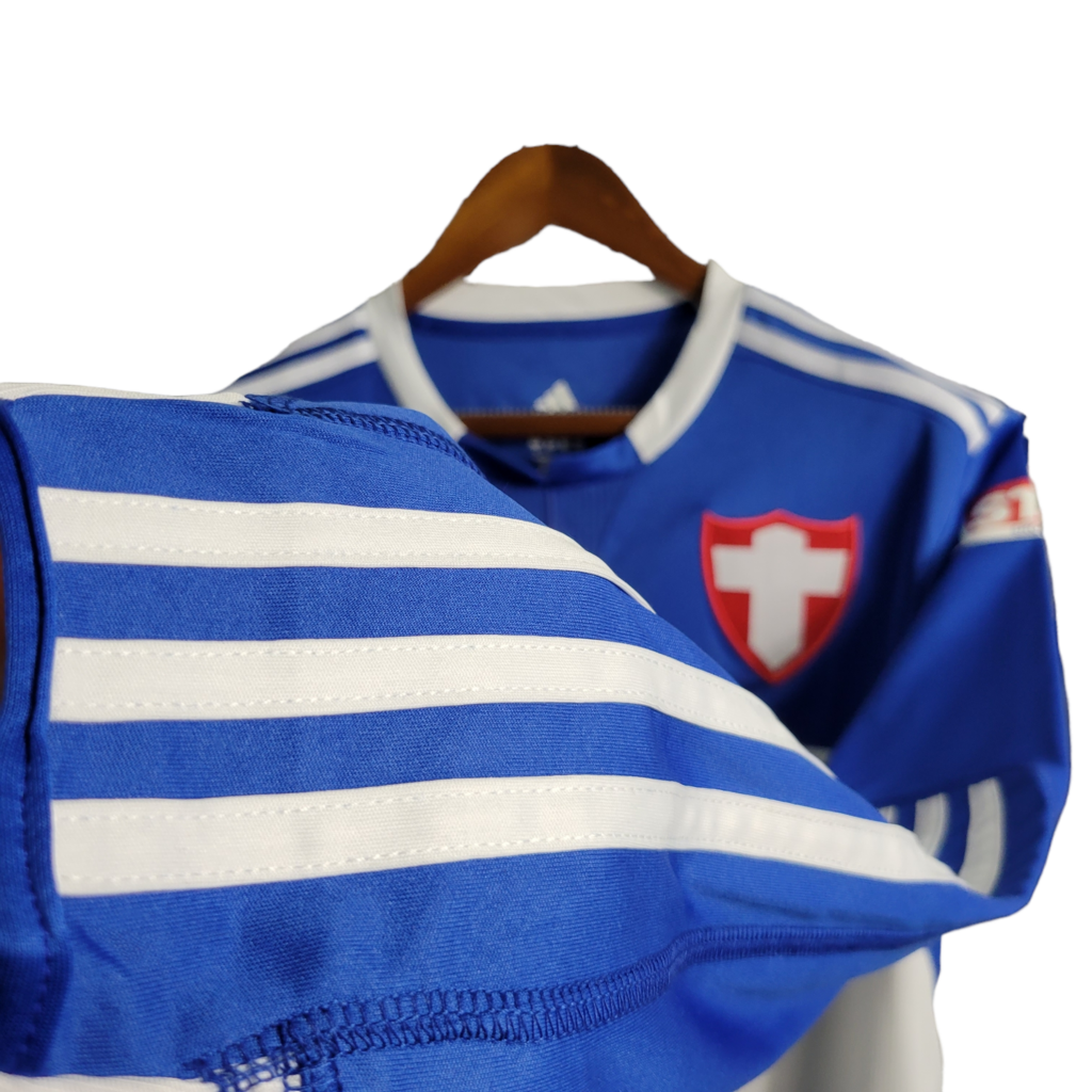 Camisa Palmeiras III 2019 Manga Longa - Retrô Adidas - Azul com detalhes em branco