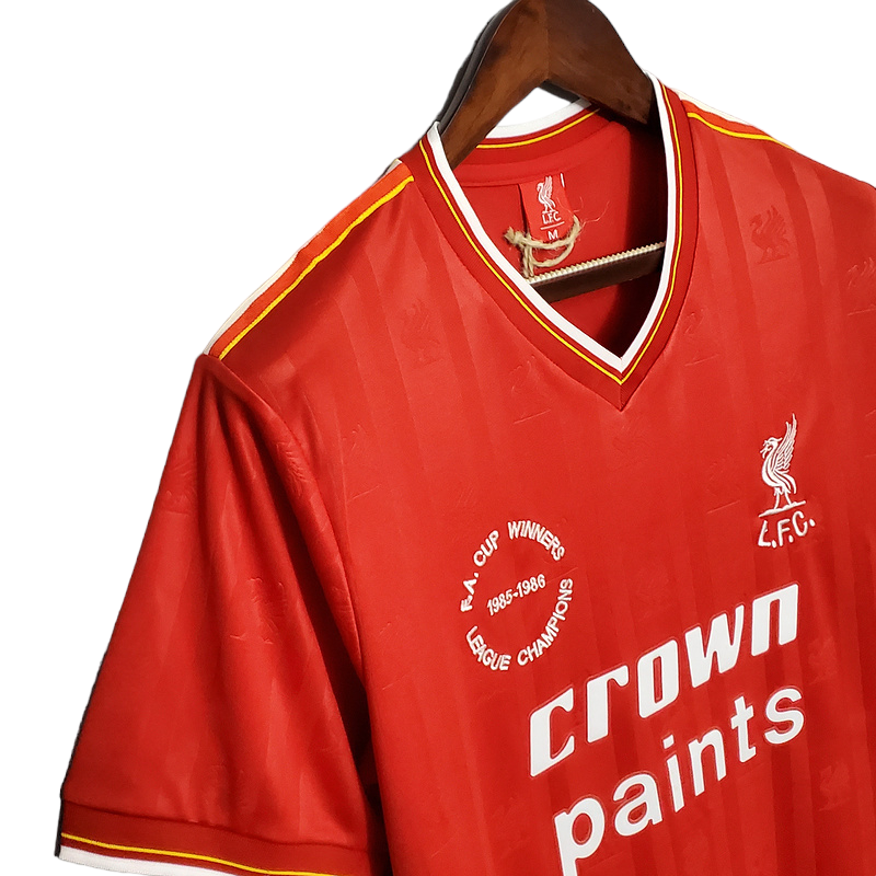 Camisa Liverpool 1985/1986 - Retrô - Vermelha com detalhes em branco