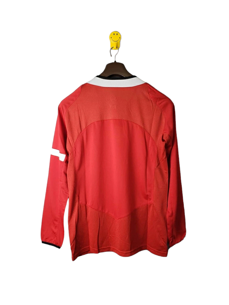 Camisa Manchester United I 2005 - Retrô Nike - Vermelha com detalhes em preto e branco