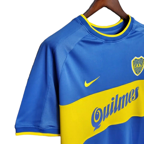Camisa Boca Juniors I 1999/2000 - Retrô Nike - Azul com detalhes em amarelo