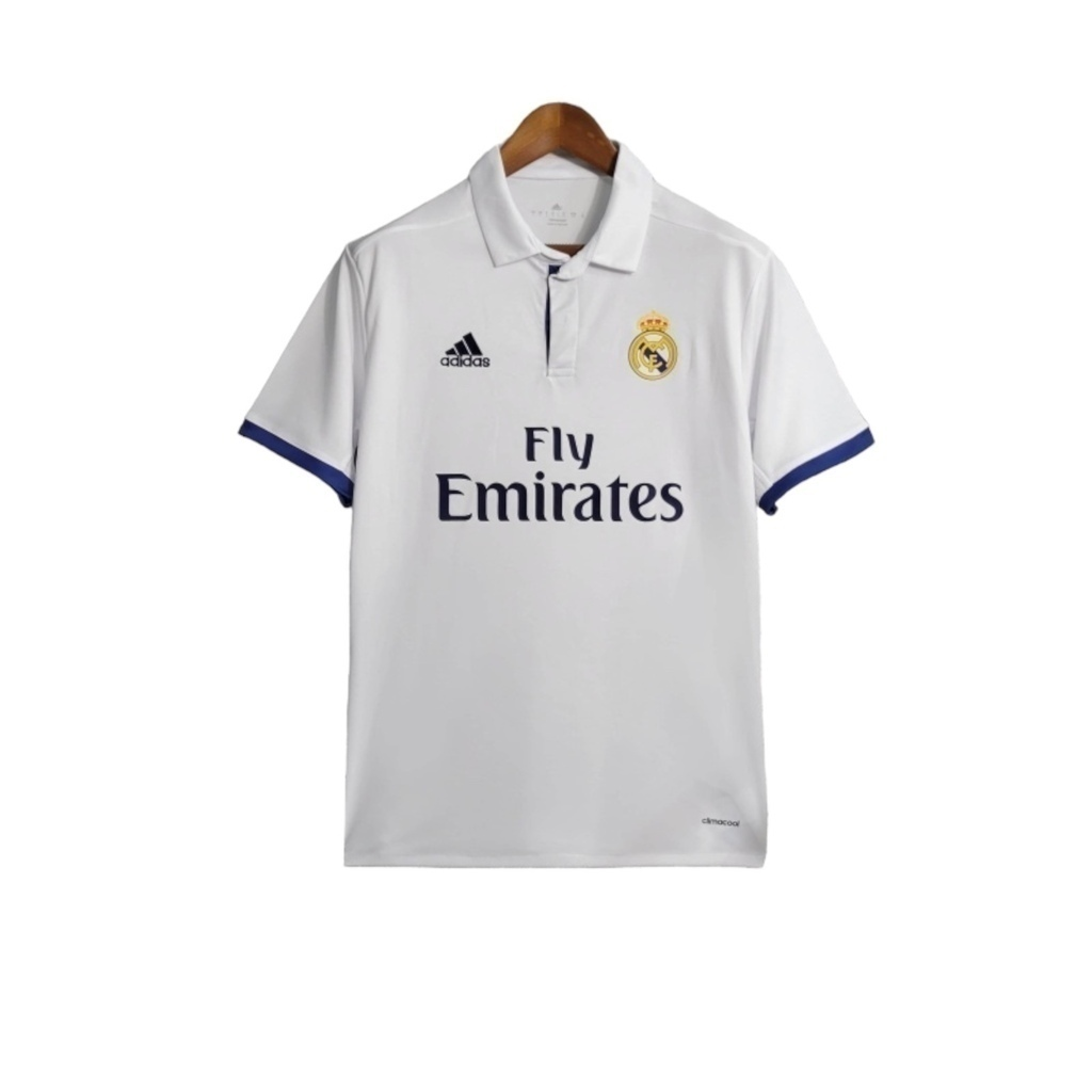 Camisa Real Madrid I 2016/2017 - Retrô Adidas - Branca com detalhes em azul