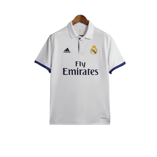 Camisa Real Madrid I 2016/2017 - Retrô Adidas - Branca com detalhes em azul