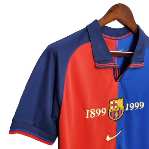 Camisa Barcelona Edição Centenário 1998/1999 - Retrô Nike - Azul e Grená