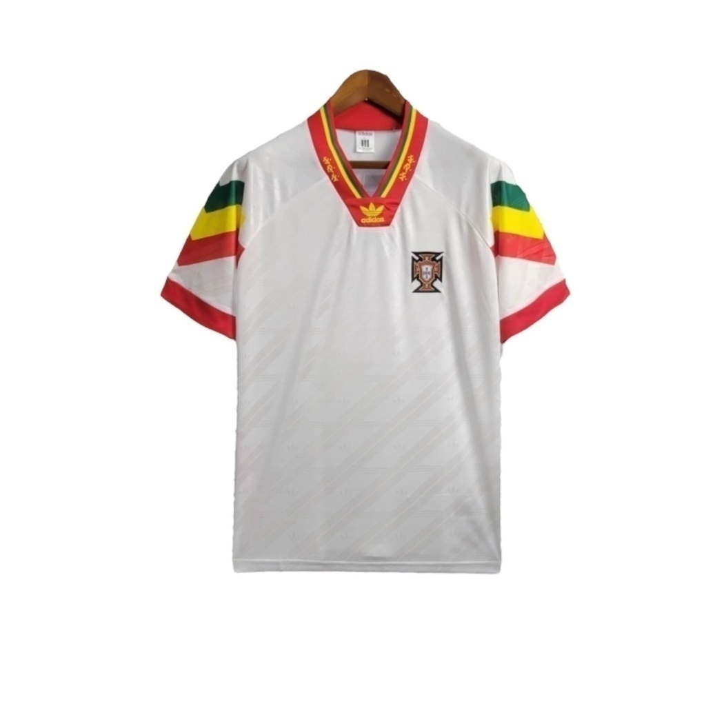 Camisa Seleção de Portugal II 1992/1994 - Retrô Adidas - Branca com detalhes em verde e amarelo e vermelho