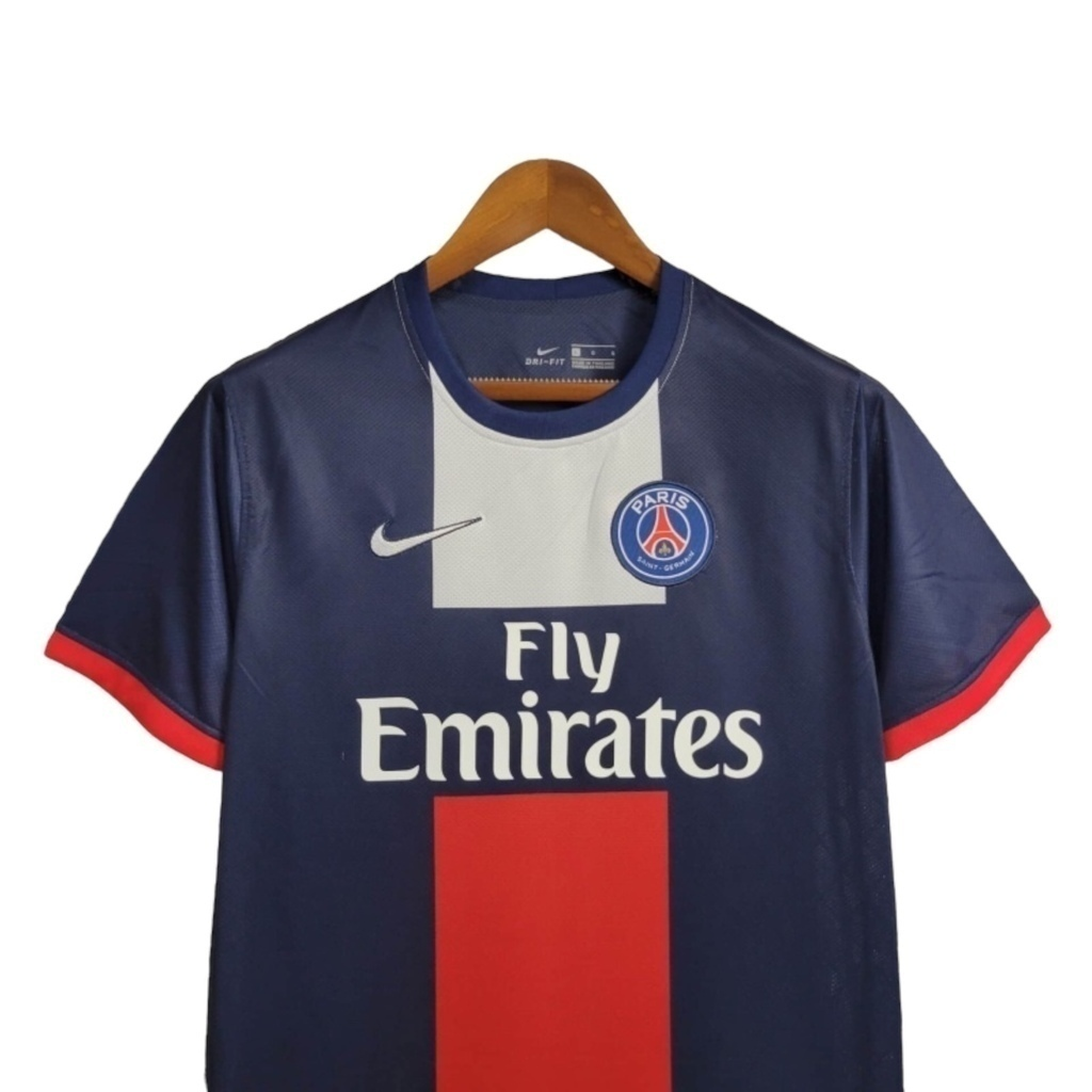 Camisa Paris Saint-Germain I 2013/2014 - Retrô Nike - Azul com detalhes em vermelho e branco