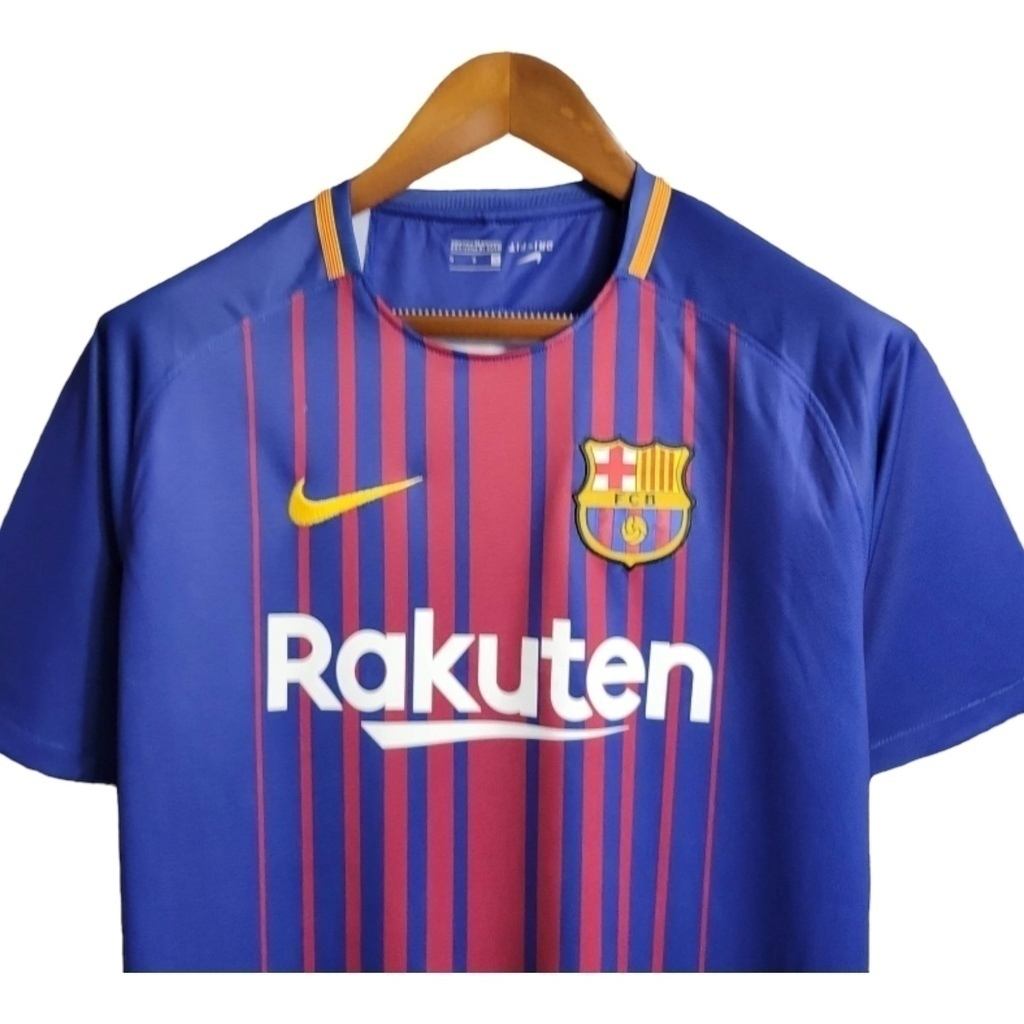 Camisa Barcelona I 2017/2018 - Retrô Nike - Azul com detalhes em vermelho e amarelo