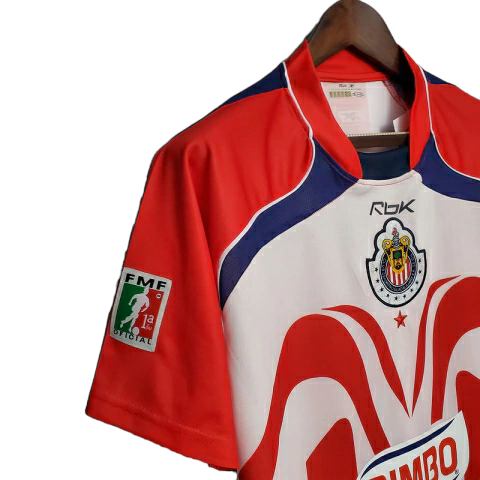 Camisa Chivas Guadalajara I 2006/2007 - Retrô Reebok - Vermelha e branca