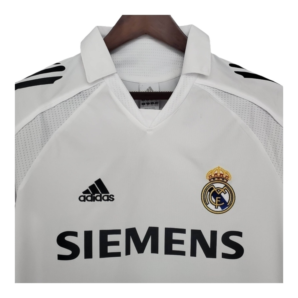 Camisa Real Madrid I 2005/2006 - Retrô Adidas - Branca com detalhes em preto