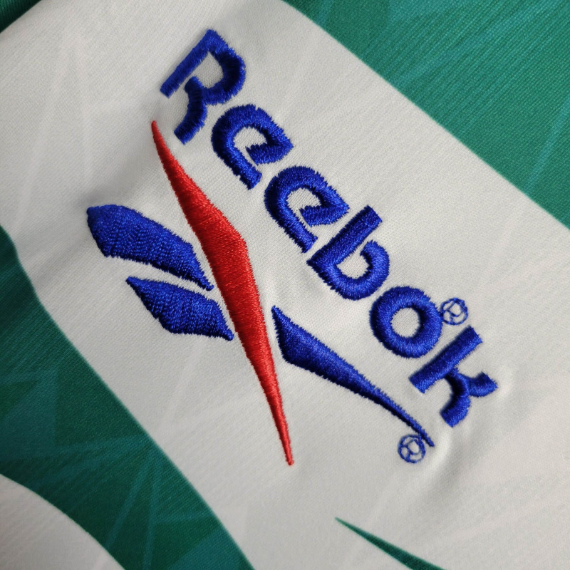 Camisa Palmeiras II 1996 - Retrô Reebok - Branca com detalhes em verde com patrocínio Parmalat