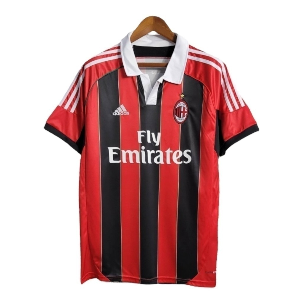 Camisa AC Milan I 2012/2013 - Retrô Adidas - Vermelha e preta com detalhes em branco e verde