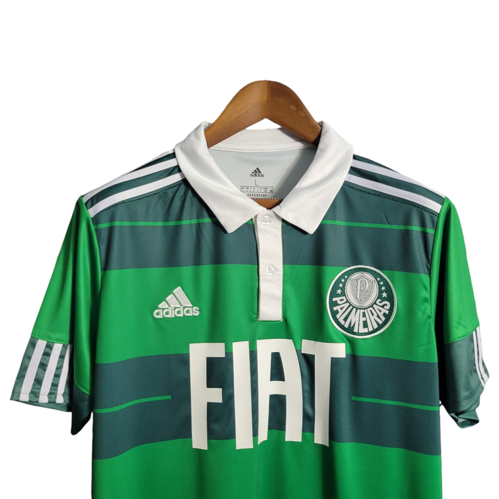 Camisa Palmeiras I 2010/2011 - Retrô Adidas - Verde com listras em branco e verde escuro