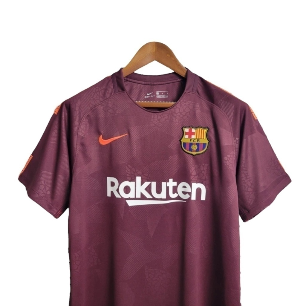 Camisa Barcelona 2018/2019 - Retrô Nike - Vinho com detalhes em laranja