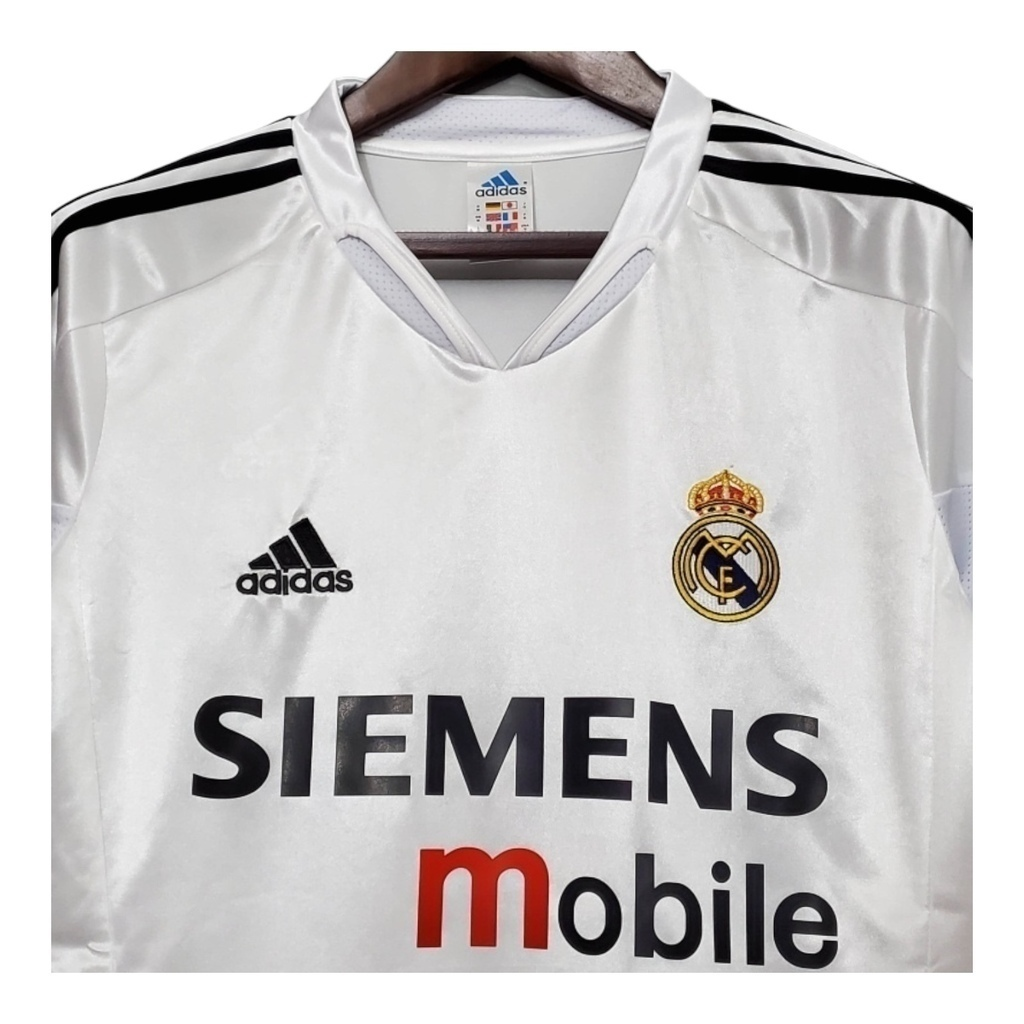 Camisa Real Madrid I 2004/2005 - Retrô Adidas - Branca com listras pretas