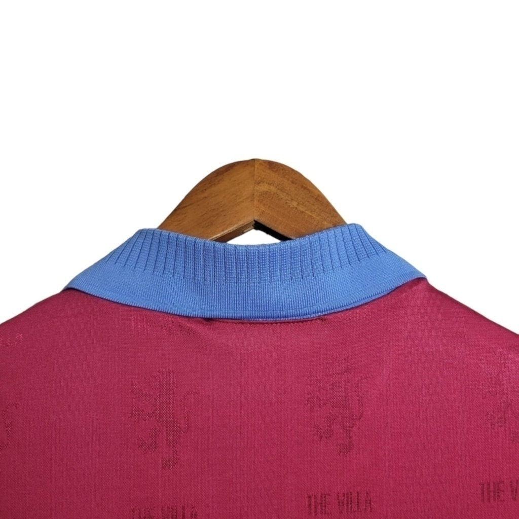 Camisa Aston Villa I 1995/1997 - Retrô Reebok - Vinho com detalhes em azul