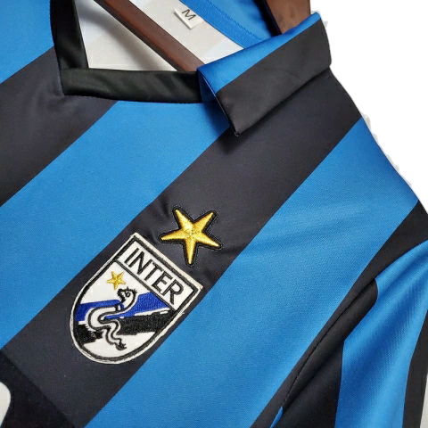 Camisa Inter de Milão I 1988/1990 - Retrô Uhlsport - Azul e preta
