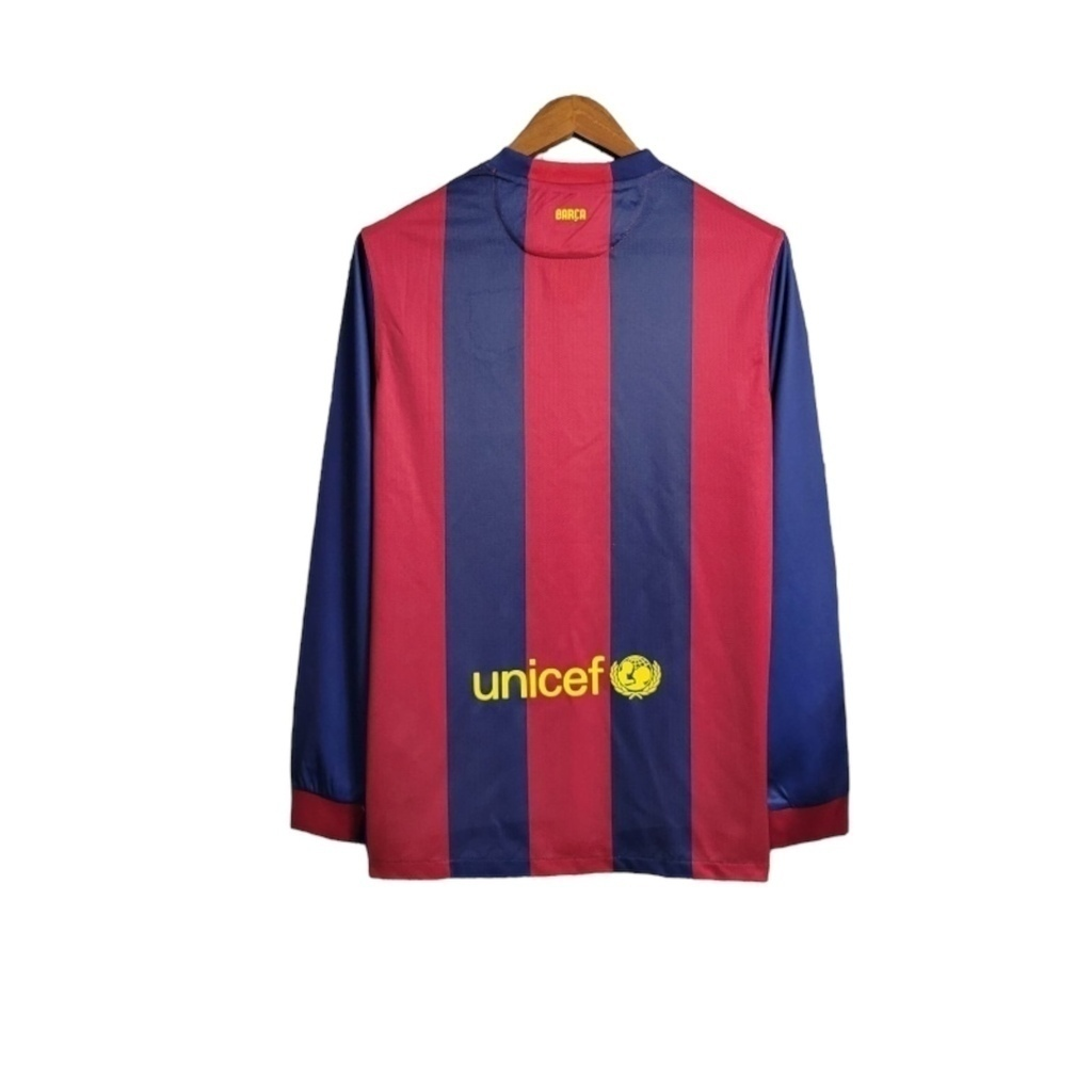 Camisa Barcelona I 2014/2015 Manga Longa - Retrô Nike - Azul e vermelha