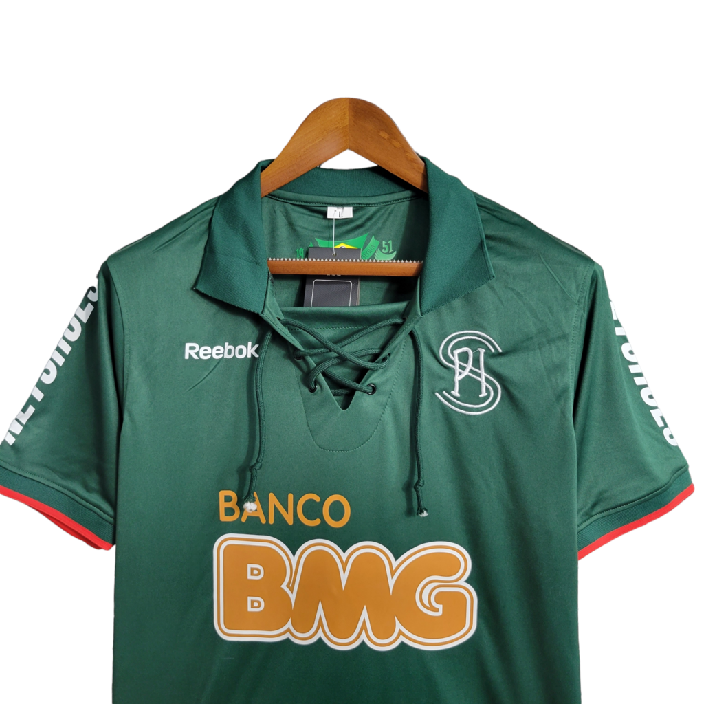 Camisa Cruzeiro II Edição Especial Palestra 2011 - Retrô - Verde e branco com Patrocínio Banco BMG