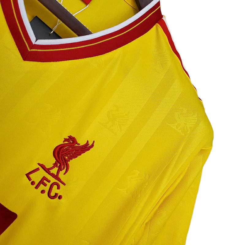 Camisa Liverpool 1985/1986 - Retrô - Amarela com detalhes em vermelho e branco