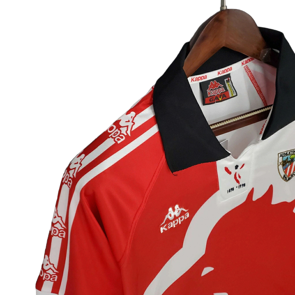 Camisa Athletic Bilbao 1997/1998 - Retrô Kappa - Vermelha e Branca