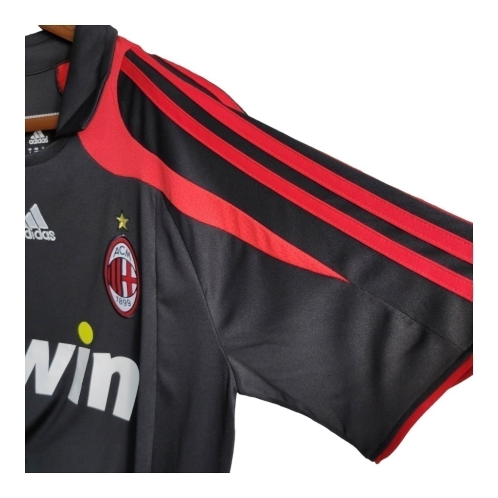 Camisa AC Milan II 2007/2008 - Retrô Adidas - Preta com detalhes em vermelho