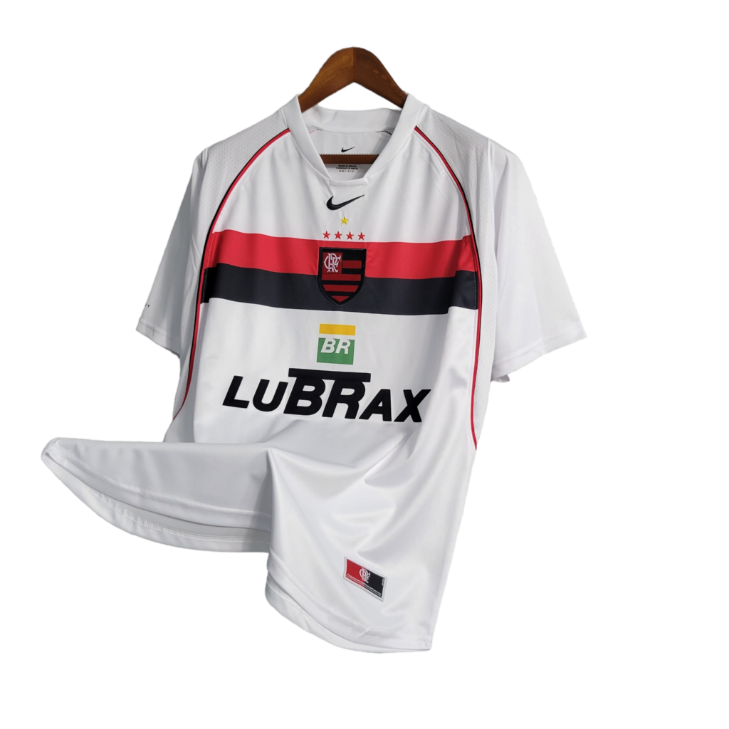 Camisa Flamengo II 2001 - Retrô Nike - Branca com detalhes em vermelho e preto