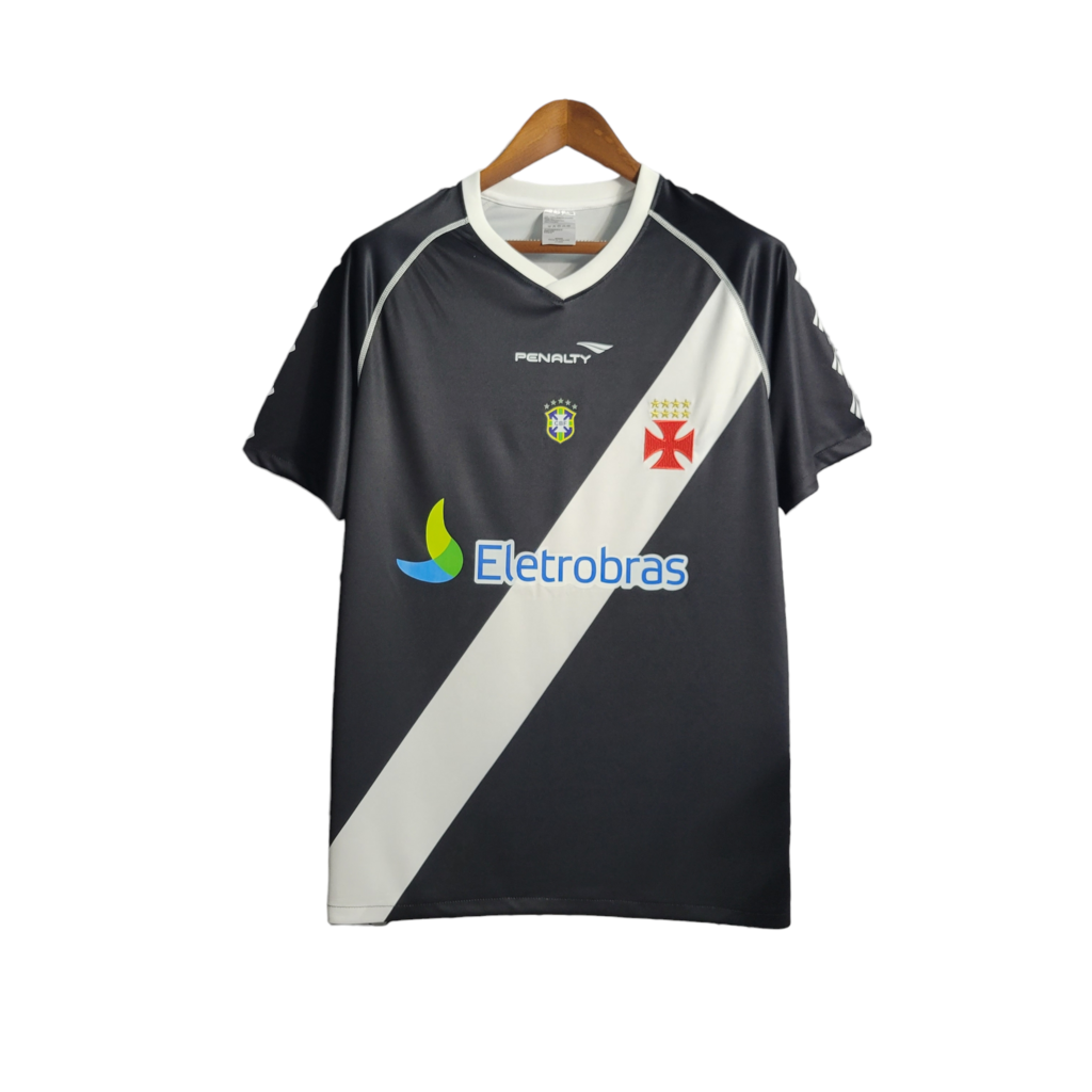 Camisa Vasco da Gama I 2010 - Retrô Penalty - Preta com detalhes em branco e com patrocínio