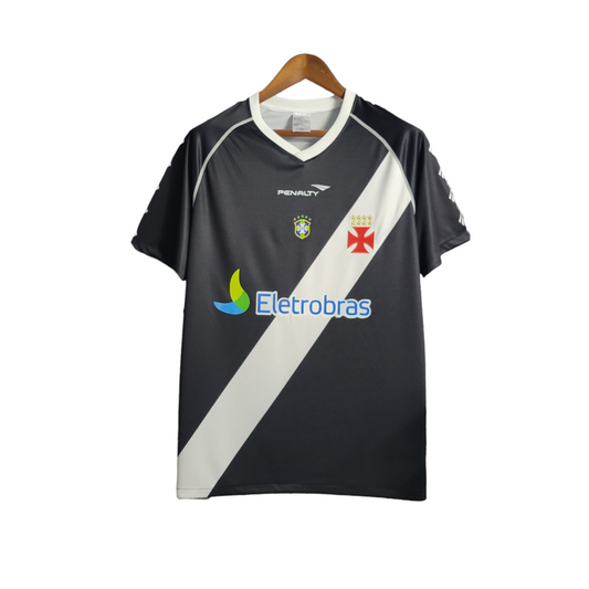 Camisa Vasco da Gama I 2010 - Retrô Penalty - Preta com detalhes em branco e com patrocínio