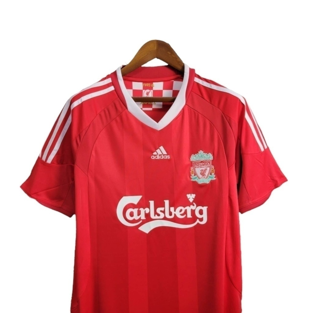 Camisa Liverpool Edição Champions League I 2008/2009 - Retrô Adidas - Vermelha com detalhes em branco