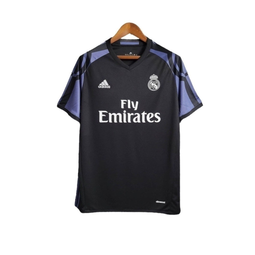 Camisa Real Madrid II 2016/2017 - Retrô Adidas - Preta com detalhes em roxo