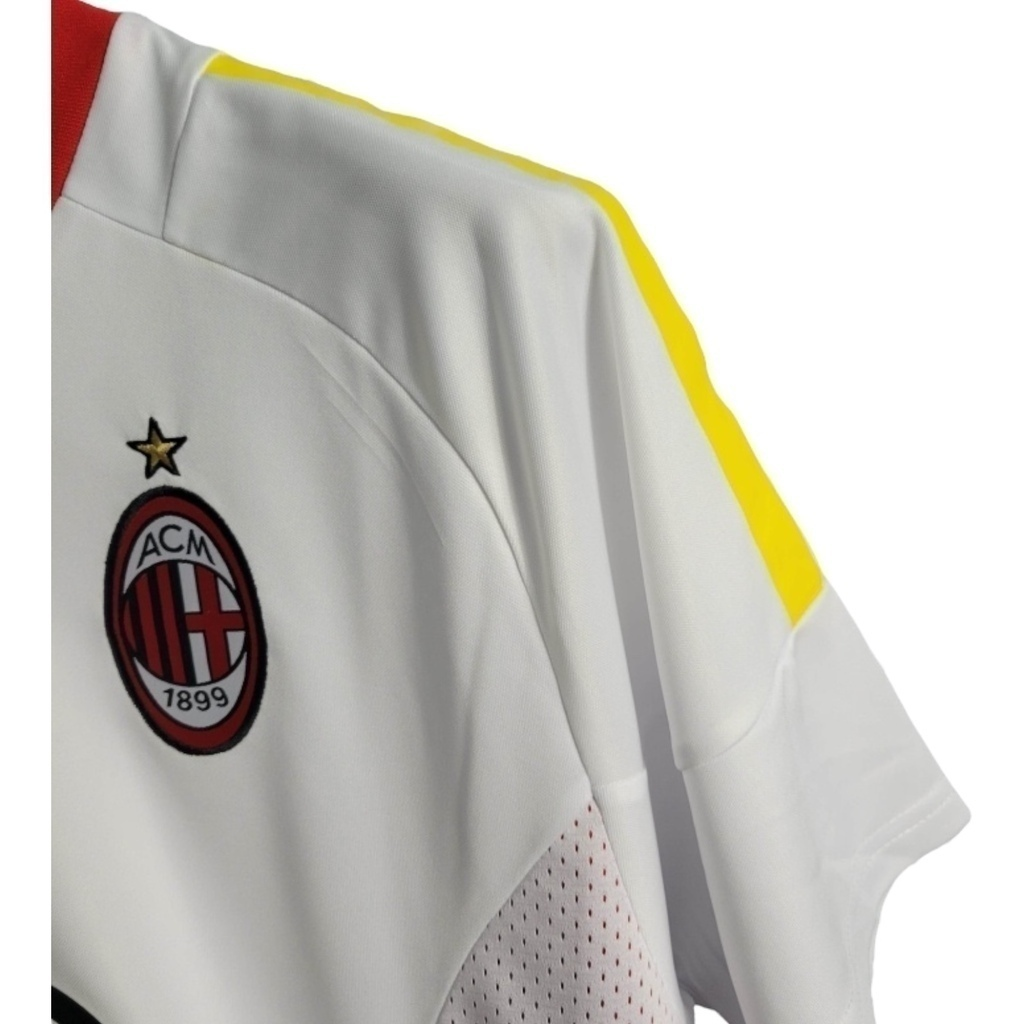 Camisa AC Milan II 2002/2003 - Retrô Adidas - Branca com detalhes em vermelho e amarelo