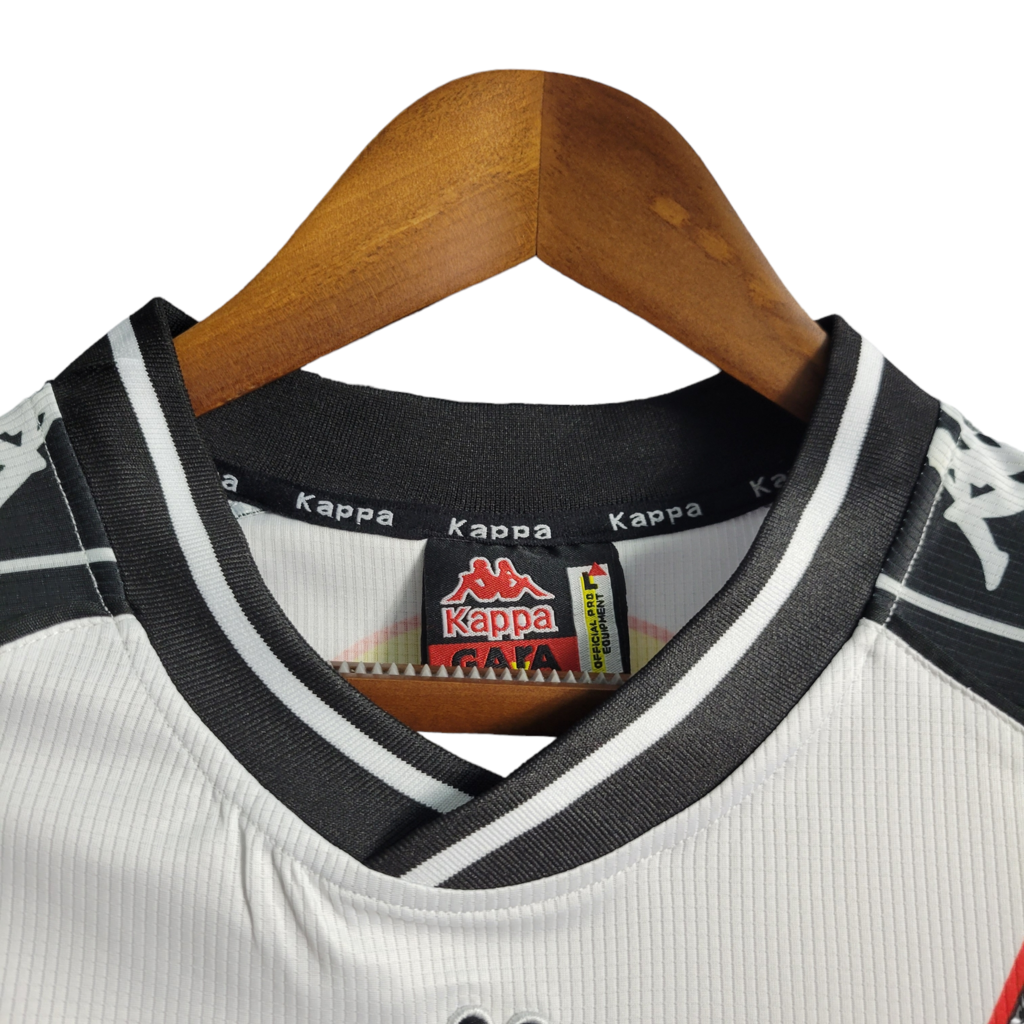 Camisa Vasco da Gama II Retrô 2000 - Retrô Kappa - Branca com a faixa em preto e detalhes em amarelo e vermelho