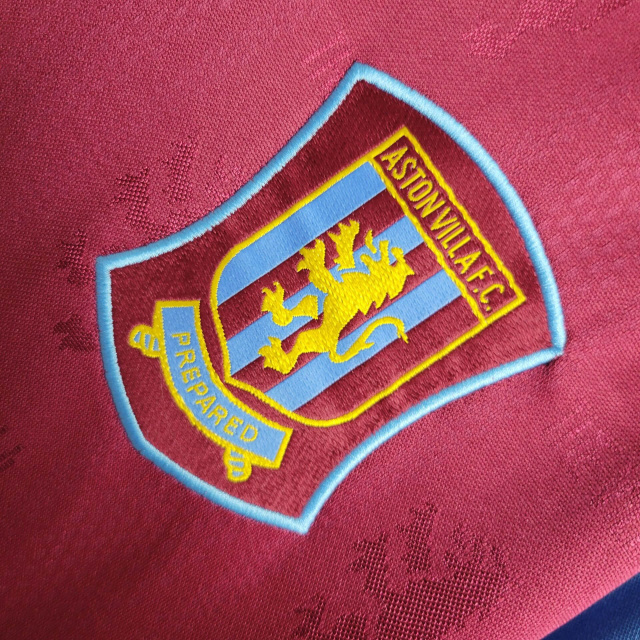 Camisa Aston Villa I 1995/1997 - Retrô Reebok - Vinho com detalhes em azul