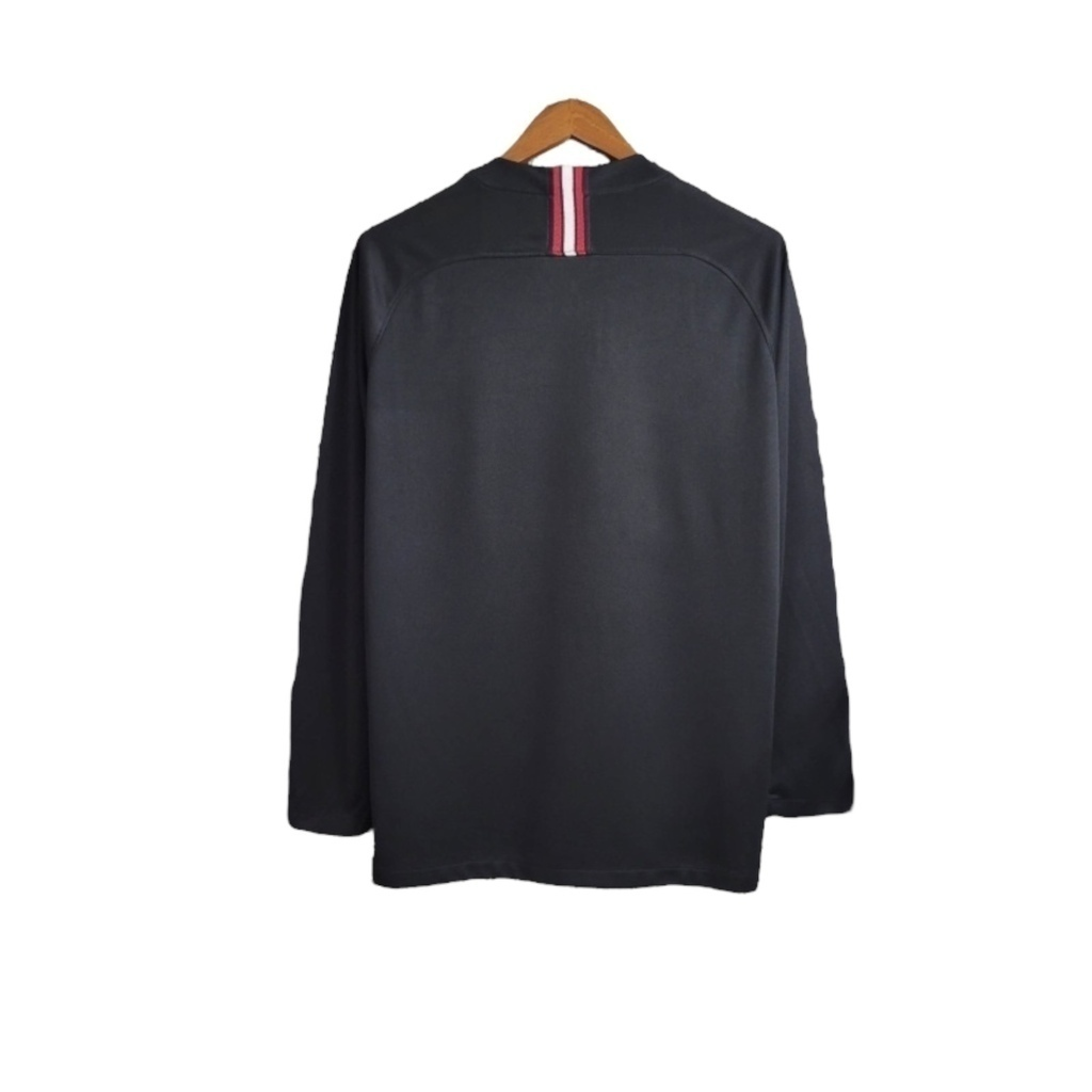 Camisa Paris Saint-Germain Edição Champions League 2018/2019 Manga Longa - Retrô Jordan - Preta com detalhes em branco e vermelho