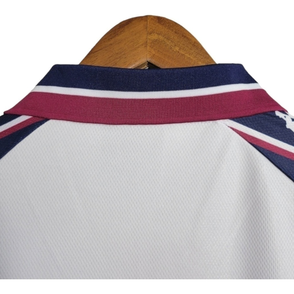 Camisa Manchester City II 1997/1998 - Retrô Kappa - Branca com detalhes em azul e vinho
