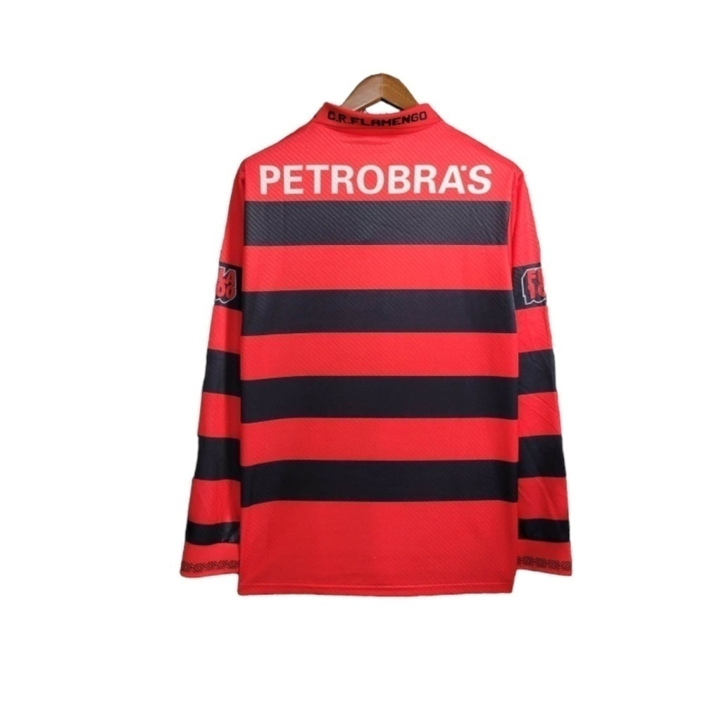 Camisa Flamengo I 1994/1995 Manga Longa - Retrô Umbro - Vermelha com listras pretas