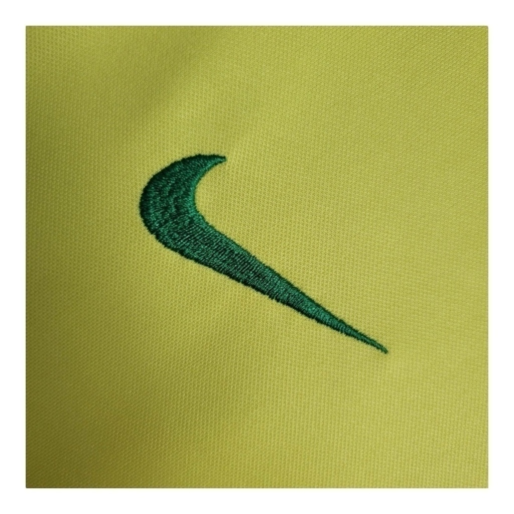 Conjunto Infantil Seleção Brasileira 2002 - Retrô Nike - Amarelo com detalhes em verde