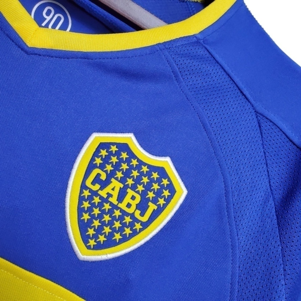 Camisa Boca Juniors 2003/2004 Manga Longa - Retrô Nike - Azul com detalhes em amarelo