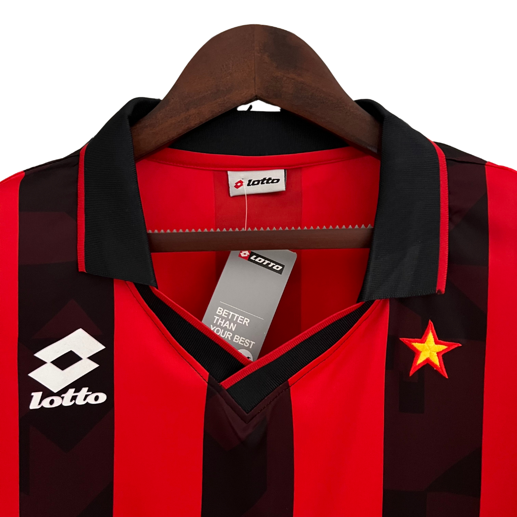 Camisa AC Milan 1988/1989 - Retrô Lotto - Vermelha e Preta
