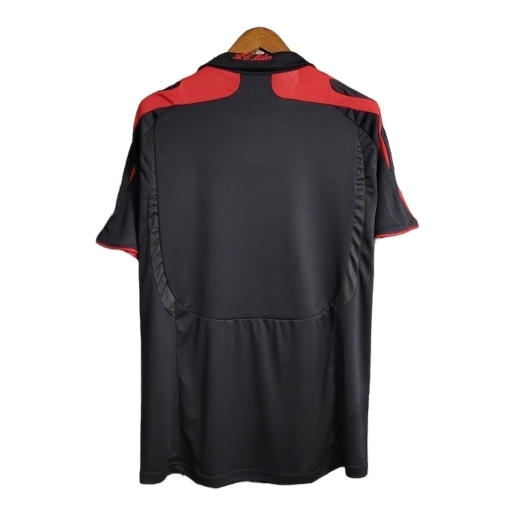 Camisa AC Milan II 2007/2008 - Retrô Adidas - Preta com detalhes em vermelho